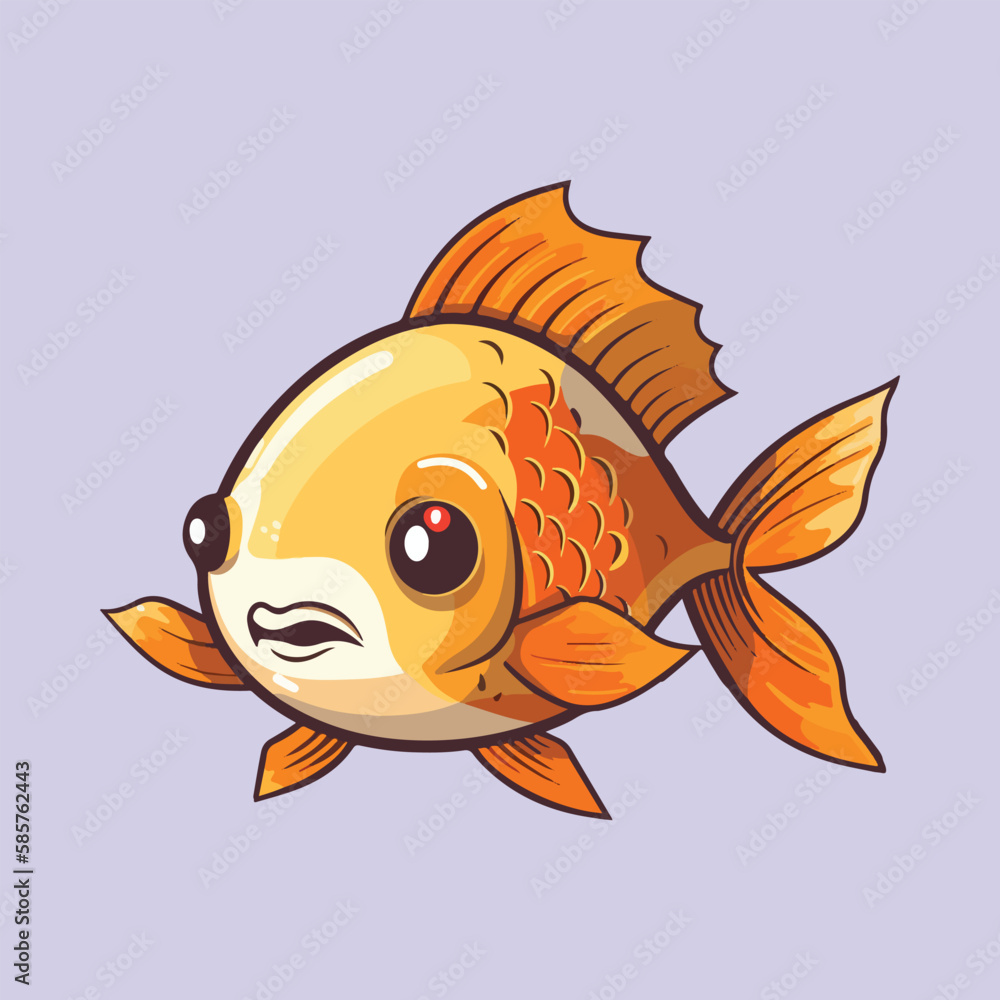 Cute Goldfish Illustration Vector: Charming Aquatic Design Art Cute Goldfish Illustration Vector: Charming Aquatic Design Art