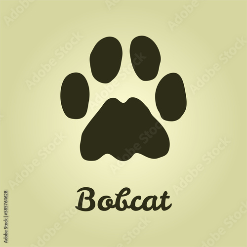 Lynx tracks. A bobcat paw print. Wildlife on the bobcat trail, hunting.