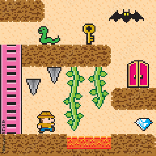 アクションゲーム風ドット絵　ミニ画面