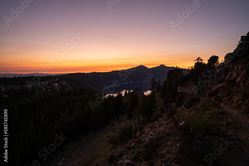 Garfield Peak Trail and Crater Lake At Sunset © kellyvandellen