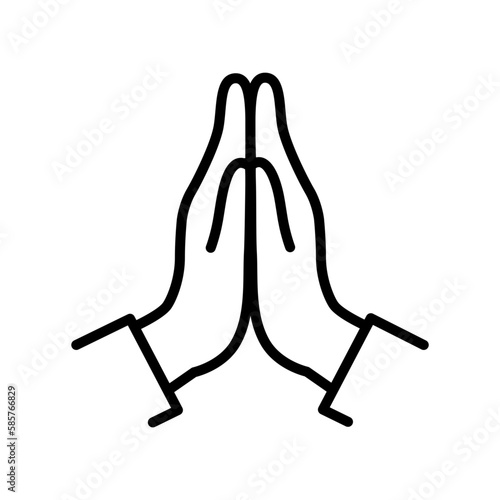 Hands folded in prayer line icon hands folded in prayer vector icon isolated on white