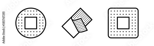 Patch icon set. Adhesive plaster, transdermal patch, nicotine patch icon.