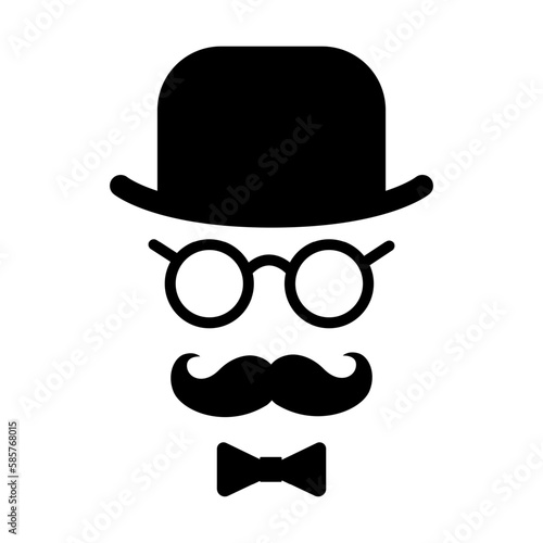 Stylized silhouette of english gentleman icon isolated on white background. Vector illustration.