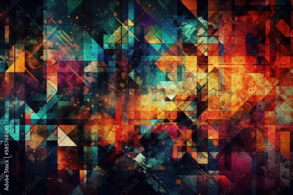 vibrant and dynamic abstract background composed of multicolored squares. Generative AI