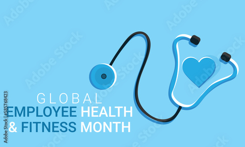 Global Employee Health and Fitness Month. Template for background, banner, card, poster.