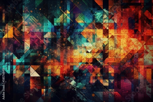 vibrant and dynamic abstract background composed of multicolored squares. Generative AI