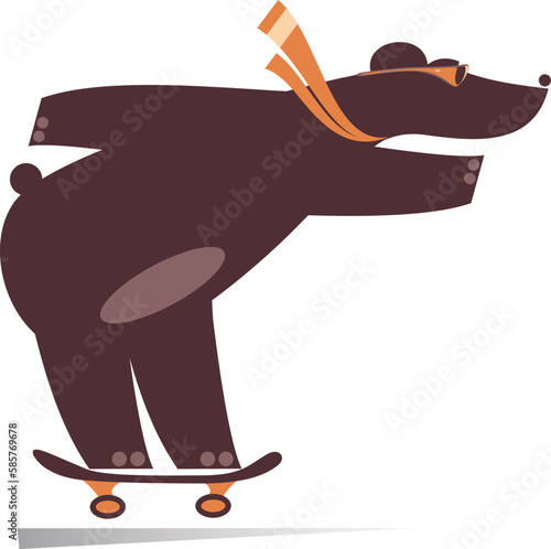 Funny bear a skateboarder.
Active life style idea. Cute bear riding on a skateboard
