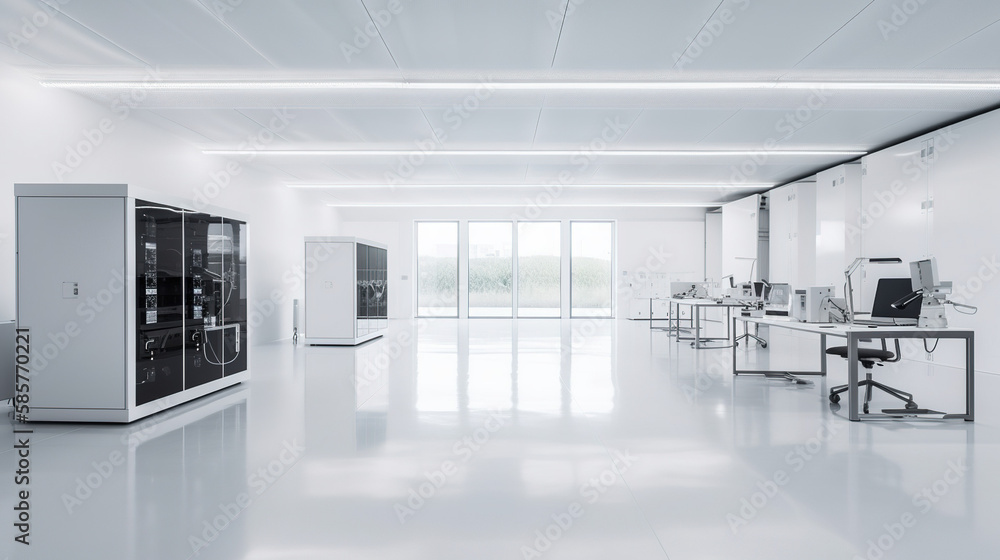 Obraz premium Illustration of a clean quantum data center, AI generated.