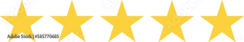 Five stars in png. Five yellow stars on transparent background. Quality symbol. Rank stars in png
