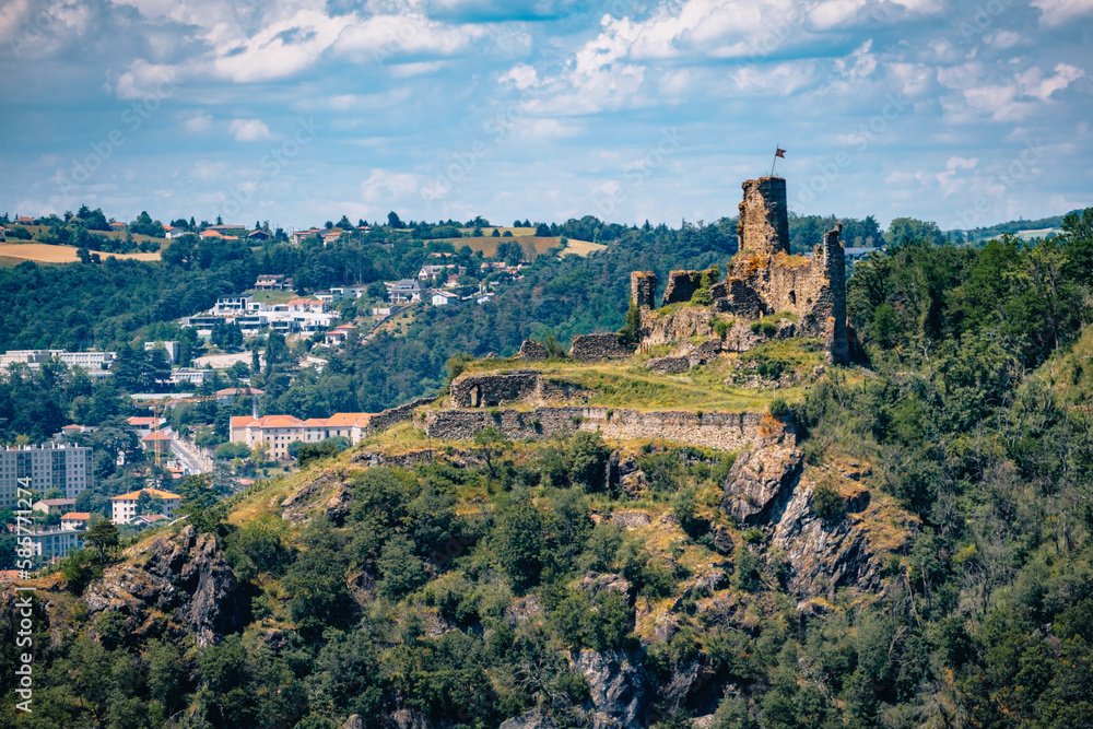 View on the ruins of the medieval fortress of La Batie in the city of Vienne in the south of France (Isere)