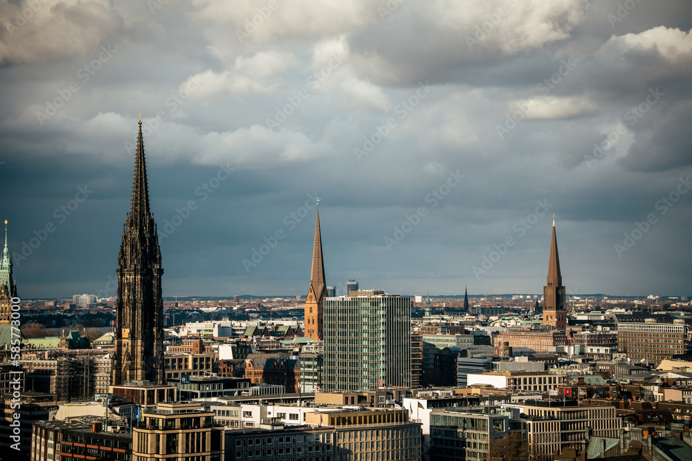 Bird eye view of Hamburg from
