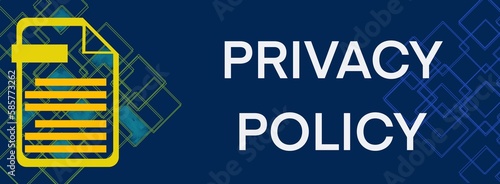 Privacy Policy Blue File Paper Orange Yellow Text Horizontal