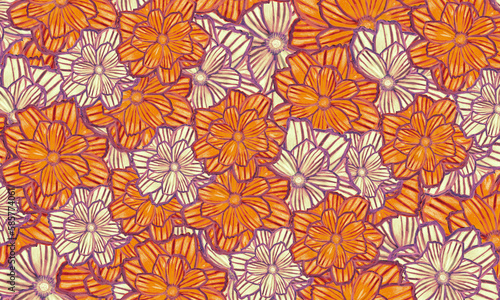 Wallpaper Mural  colourful yellow cosmos flower hand drawn pattern background Torontodigital.ca
