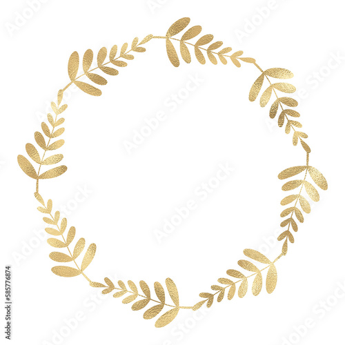 Floral gold wreath illustration © CholladaArt