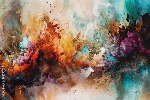 vibrant and colorful abstract painting. Generative AI © AkuAku