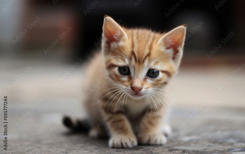 Portrait of a cat on the floor. Generative AI technology. Portrait of a cat on the floor. Generative AI technology.