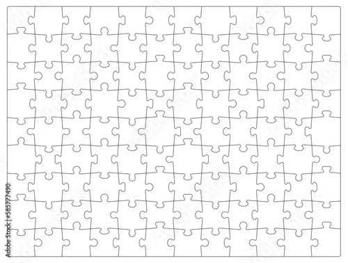 Jigsaw puzzle grid. Picture parts matching game, pieces matching quiz or playing activity mosaic wallpaper, challenge solve vector business concept. Blank puzzle grid pattern or empty background