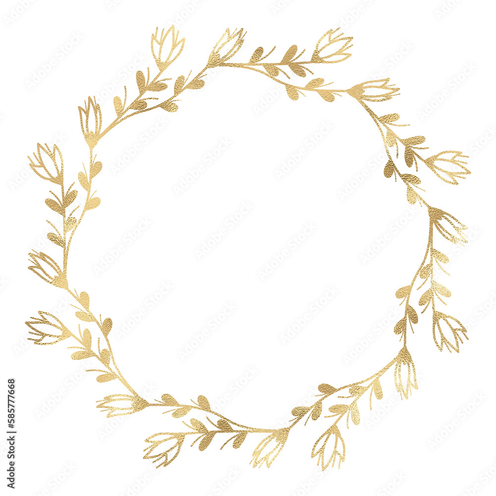 Floral gold wreath illustration Floral gold wreath illustration
