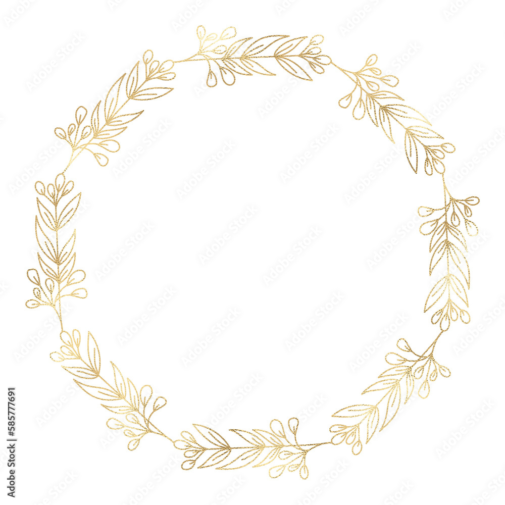 Floral gold wreath illustration Floral gold wreath illustration