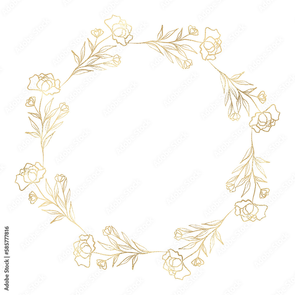 Floral gold wreath illustration Floral gold wreath illustration