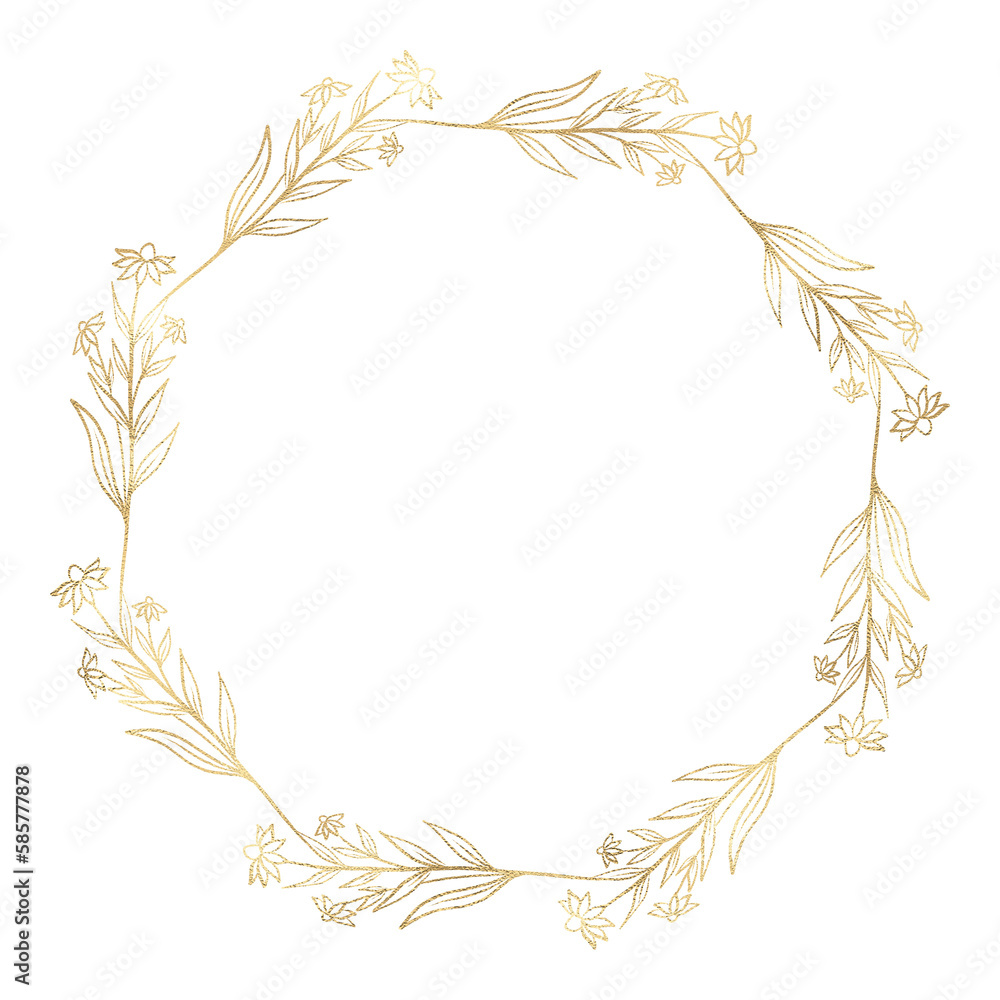 Floral gold wreath illustration Floral gold wreath illustration