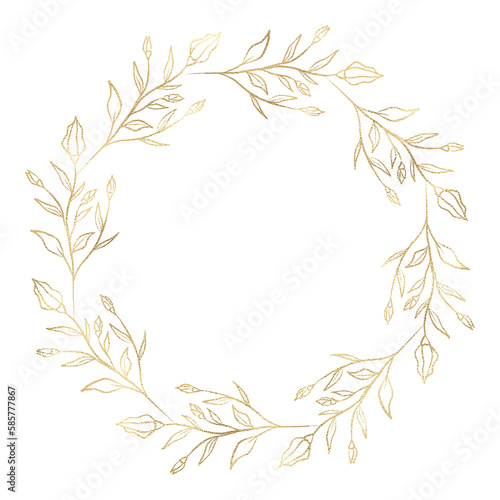 Floral gold wreath illustration