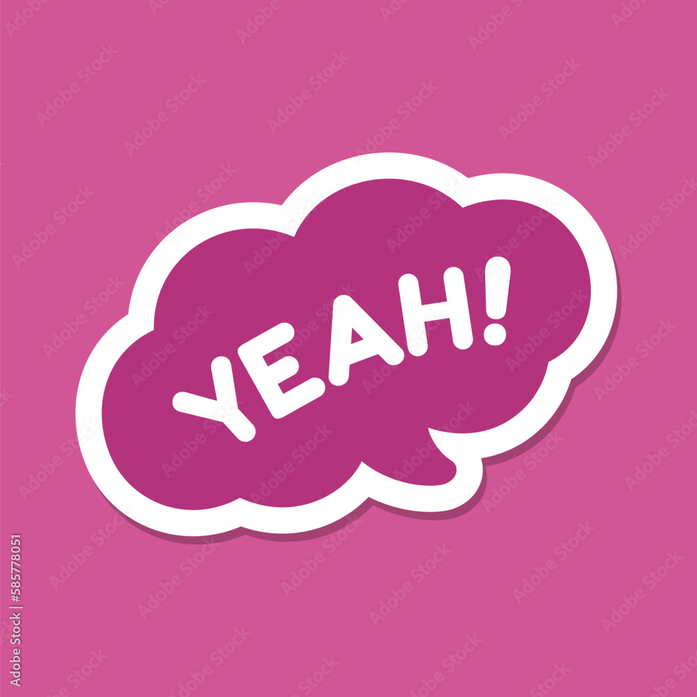 Yeah speech bubble icon. Cute black text lettering vector illustration. Yeah speech bubble icon. Cute black text lettering vector illustration.