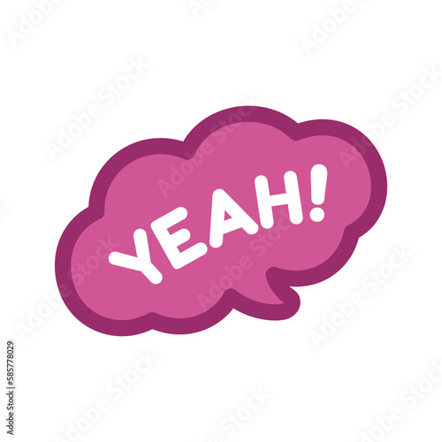 Yeah speech bubble icon. Cute black text lettering vector illustration.