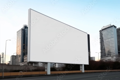 A blank billboard on a city street Generative AI photo