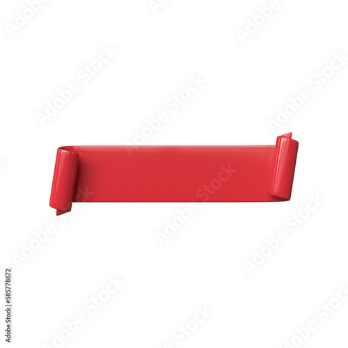 Red ribbon banner illustration 3d render isolated