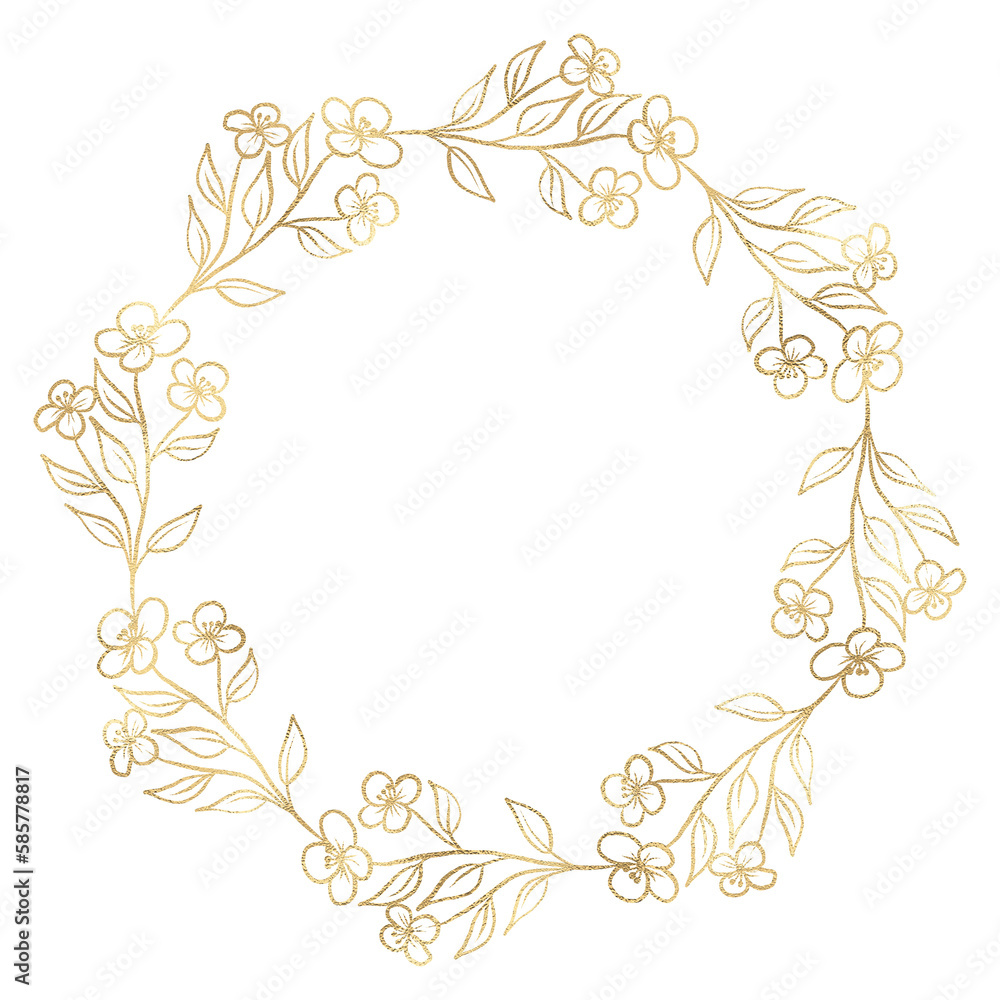 Floral gold wreath illustration Floral gold wreath illustration