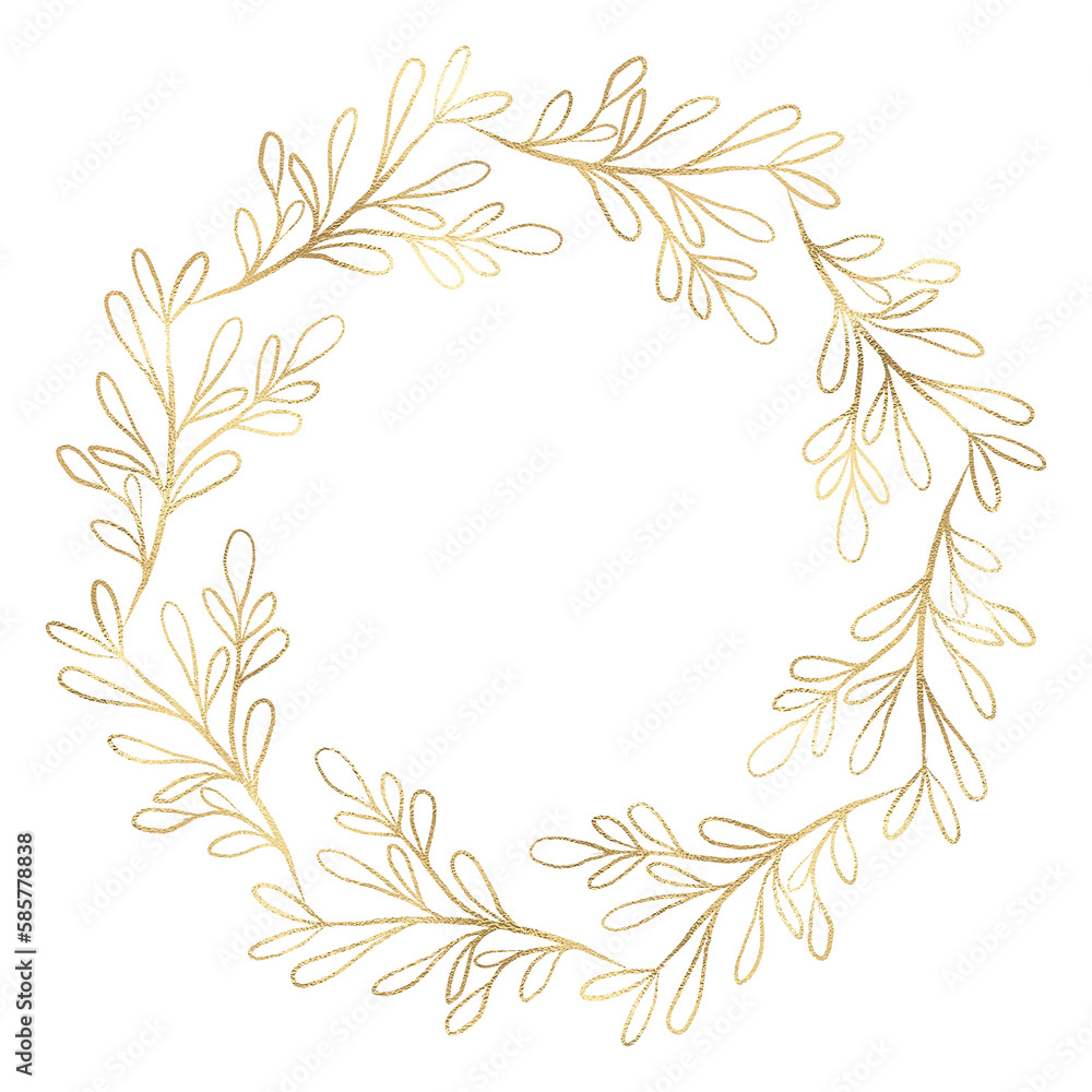 Floral gold wreath illustration Floral gold wreath illustration
