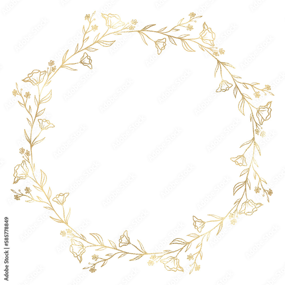 Floral gold wreath illustration Floral gold wreath illustration