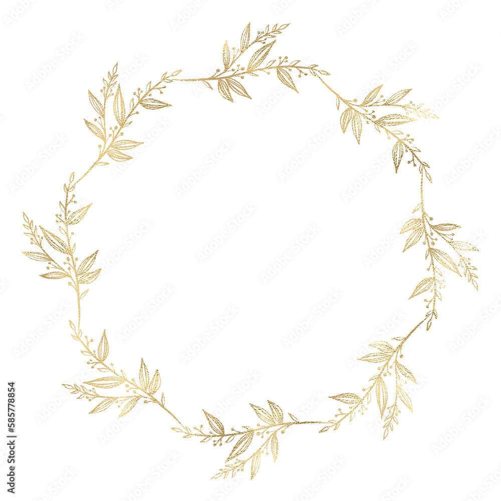 Floral gold wreath illustration Floral gold wreath illustration