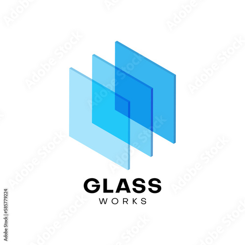 Glass sheets vector icon with clear transparent panels for window, door and wall. Isolated rectangular plates of architecture glass, building material company, glasswork or glazing service symbol