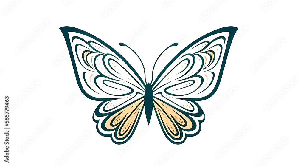 Minimalist simple butterfly logo isolated, generative AI. Minimalist simple butterfly logo isolated, generative AI.