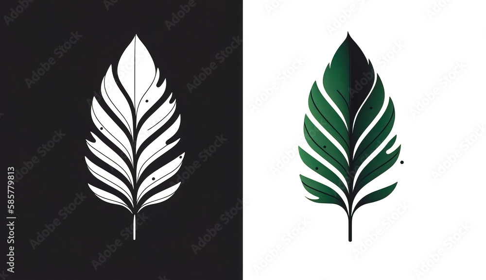 Obraz premium Minimalist logo with a leaf isolated, generative AI.