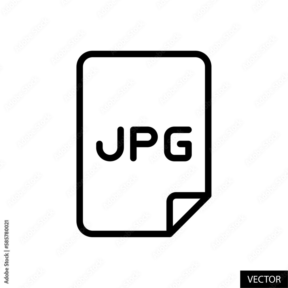 JPG file document vector icon in line style design for website, app, UI, isolated on white background. Editable stroke. Vector illustration. JPG file document vector icon in line style design for website, app, UI, isolated on white background. Editable stroke. Vector illustration.