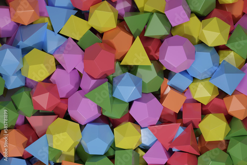 Obraz na plátně Polyhedra of different colors