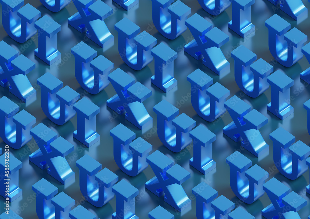 UI UX text in three dimensions seamless pattern. Isometric background. 3d illustration. UI UX text in three dimensions seamless pattern. Isometric background. 3d illustration.