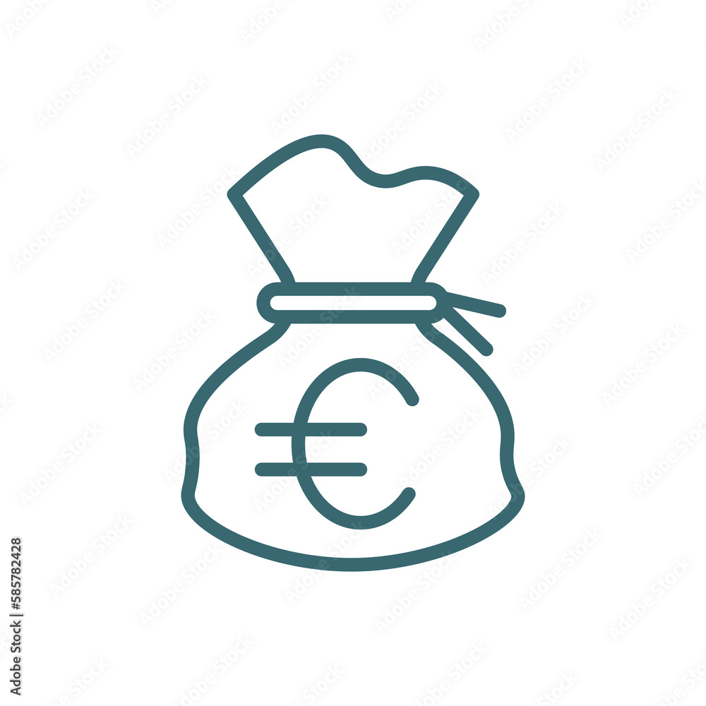euro money bag icon. Thin line euro money bag icon from business and finance collection. Outline vector isolated on white background. Editable euro money bag symbol can be used web and mobile euro money bag icon. Thin line euro money bag icon from business and finance collection. Outline vector isolated on white background. Editable euro money bag symbol can be used web and mobile