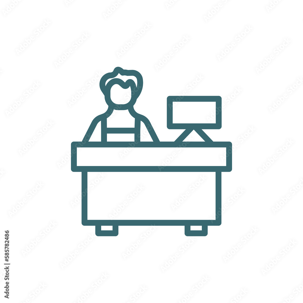 supermarket cashier icon. Thin line supermarket cashier icon from business and finance collection. Outline vector isolated on white background. 