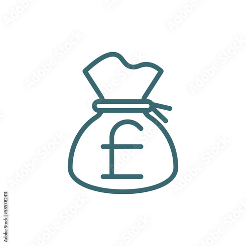 pounds money bag icon. Thin line pounds money bag icon from business and finance collection. Outline vector isolated on white background. Editable pounds money bag symbol can be used web and mobile