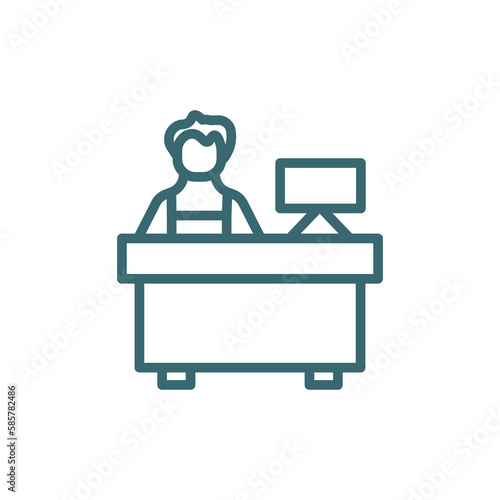 supermarket cashier icon. Thin line supermarket cashier icon from business and finance collection. Outline vector isolated on white background. 