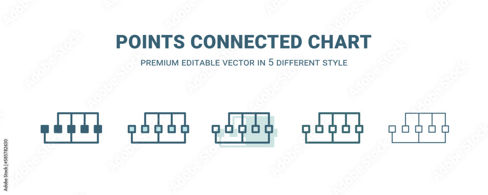 points connected chart icon in 5 different style. Outline, filled, two color, thin points connected chart icon isolated on white background. Editable vector can be used web and mobile points connected chart icon in 5 different style. Outline, filled, two color, thin points connected chart icon isolated on white background. Editable vector can be used web and mobile