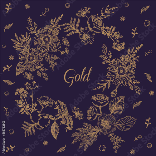 Luxury Gold Floral Illustration Background