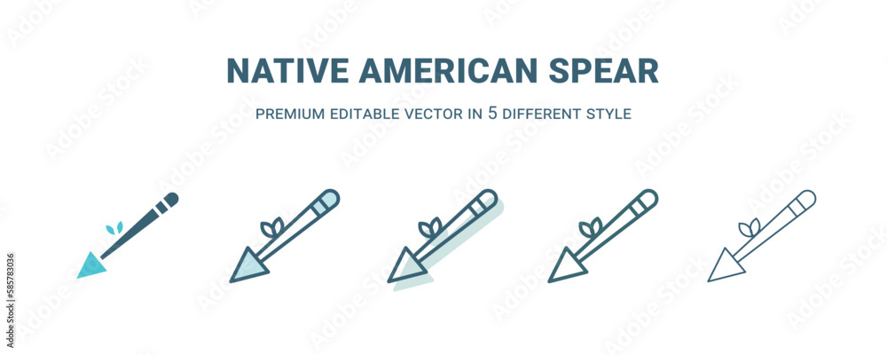 native american spear icon in 5 different style. Outline, filled, two color, thin native american spear icon isolated on white background. Editable vector can be used web and mobile native american spear icon in 5 different style. Outline, filled, two color, thin native american spear icon isolated on white background. Editable vector can be used web and mobile