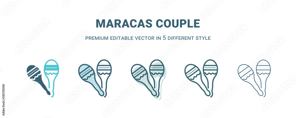 maracas couple icon in 5 different style. Outline, filled, two color, thin maracas couple icon isolated on white background. Editable vector can be used web and mobile maracas couple icon in 5 different style. Outline, filled, two color, thin maracas couple icon isolated on white background. Editable vector can be used web and mobile