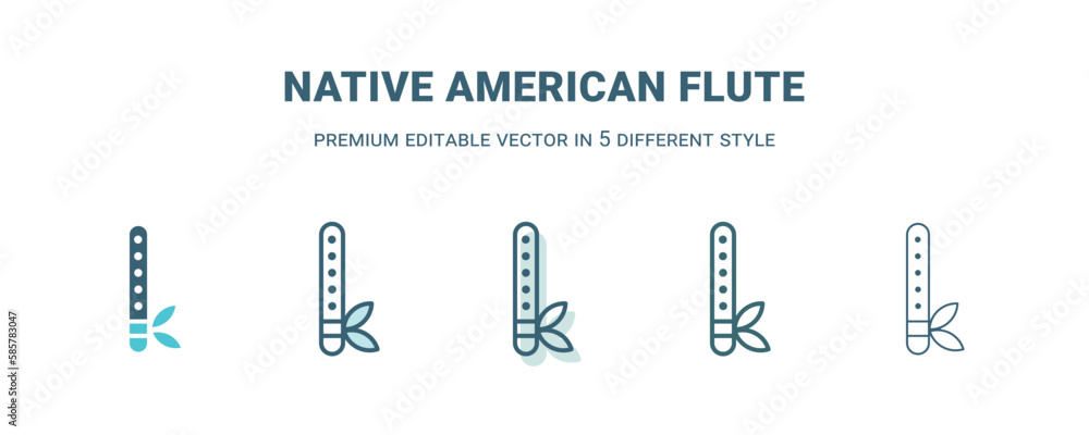native american flute icon in 5 different style. Outline, filled, two color, thin native american flute icon isolated on white background. Editable vector can be used web and mobile native american flute icon in 5 different style. Outline, filled, two color, thin native american flute icon isolated on white background. Editable vector can be used web and mobile