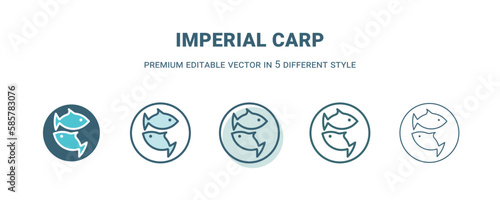imperial carp icon in 5 different style. Outline, filled, two color, thin imperial carp icon isolated on white background. Editable vector can be used web and mobile